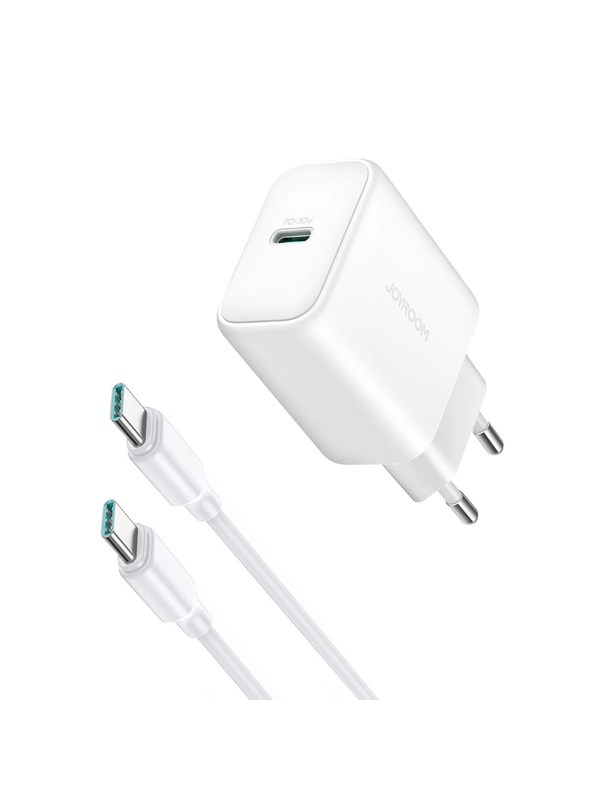 Joyroom JR-TCF24 USB-C PD 30W QC SFC network charger - white + 1m USB-C cable