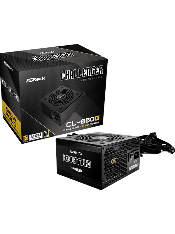 ASRock CL-650G Virtalähde - 650 Watt - 120 mm - ATX 3.1 - 80 Plus Kulta sertifioitu