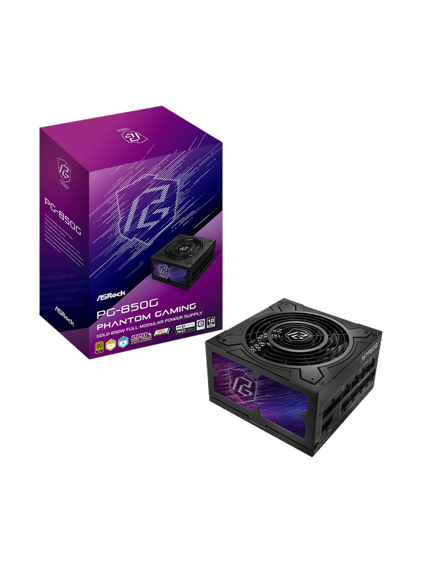 ASRock PG-850G Virtalähde - 850 Watt - 135 mm - ATX 3.1 - 80 Plus Kulta sertifioitu