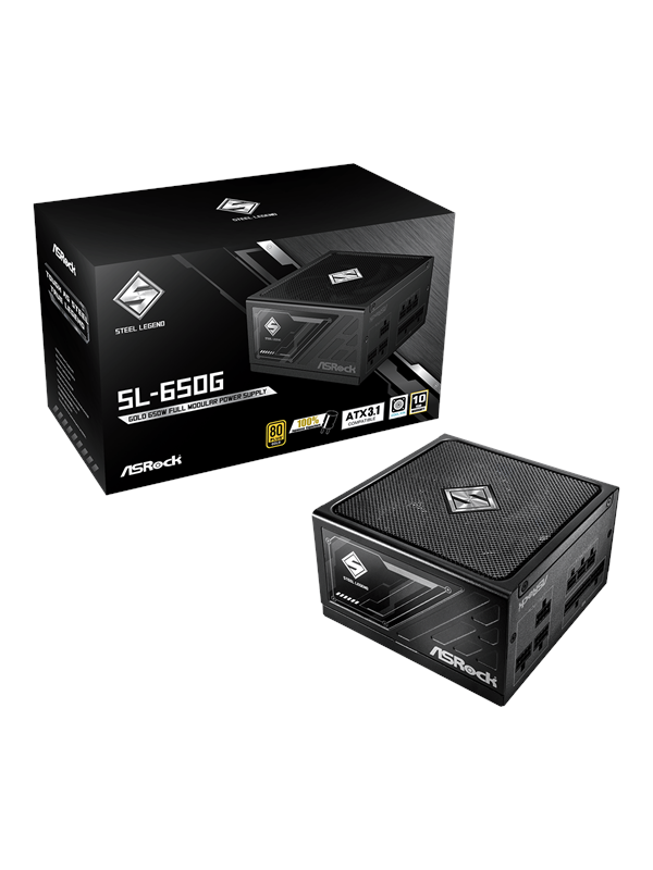 ASRock SL-650G Virtalähde - 650 Watt - 135 mm - ATX 3.1 - 80 Plus Kulta sertifioitu