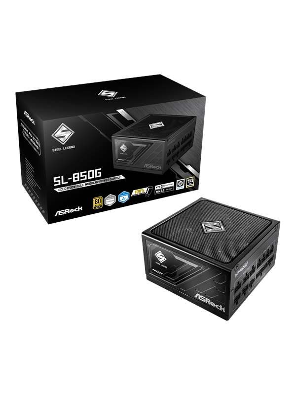 ASRock SL-850G Virtalähde - 850 Watt - 135 mm - ATX 3.1 - 80 Plus Kulta sertifioitu