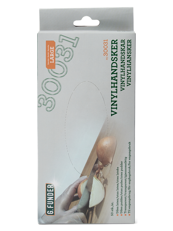 G.Funder Vinyl gloves size large 50 pcs per pack