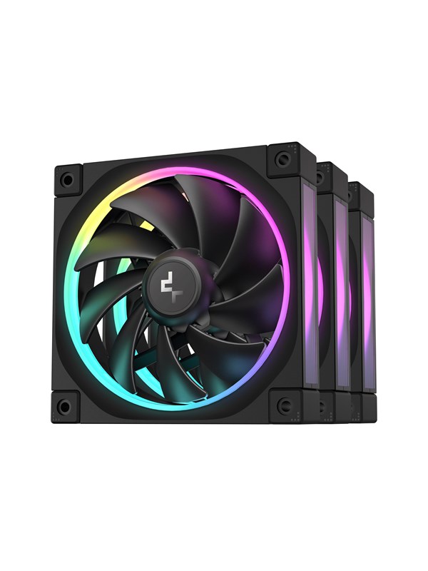 DeepCool FL12 3in1 (3-Pack) - Kotelotuuletin - 120mm - Musta RGB LED valolla - 32 dBA