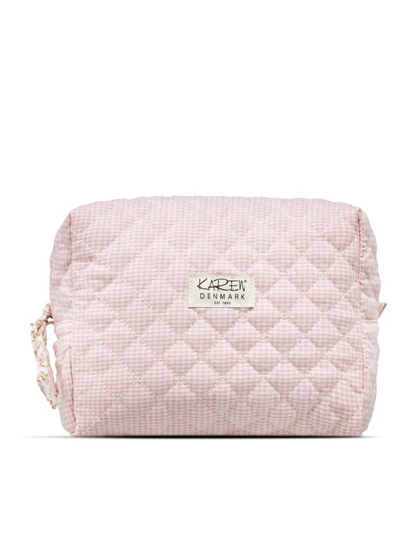 Karen Large toiletry bag in pink checkered quilt