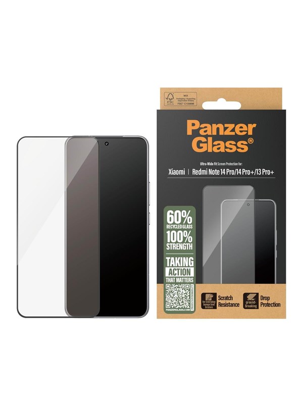 PanzerGlass Screen Protector Xiaomi Redmi Note 14 Pro | 14 Pro+ | 13 Pro+ | Ultra-Wide Fit