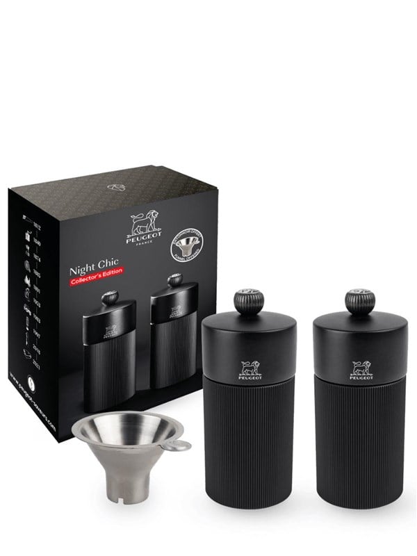Peugeot Duo Line MP+MS 12cm matt black+funnel in stainless steel
