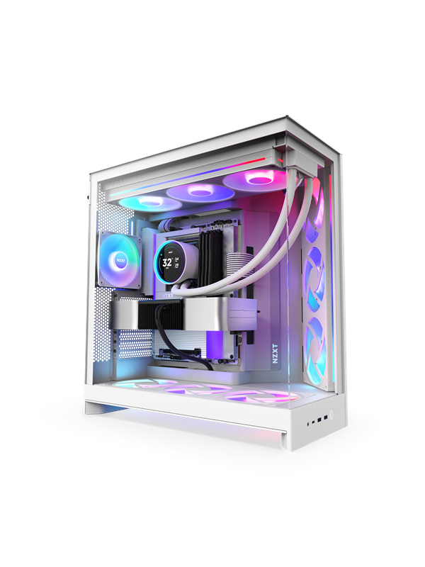 NZXT H9 Flow RGB+ (2025) - All White - Controller incl - Kotelot - Miditower - Valkoinen