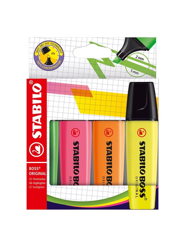 STABILO BOSS ORIGINAL - Highlighter - Set With 4 Pieces