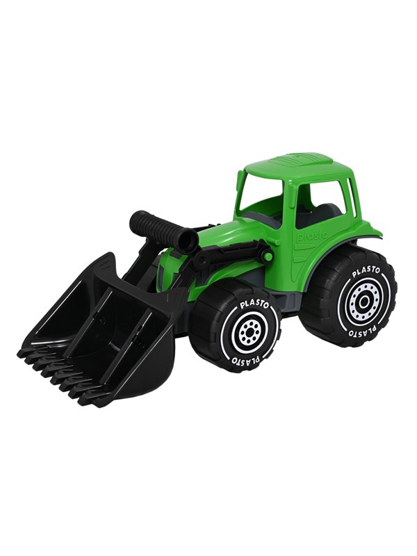 Plasto Tractor with frontloader. Green. 32 cm