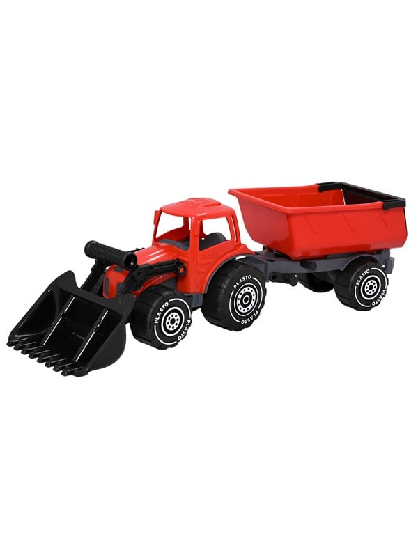 Plasto Tractor with frontloader & trailer 56.5 cm