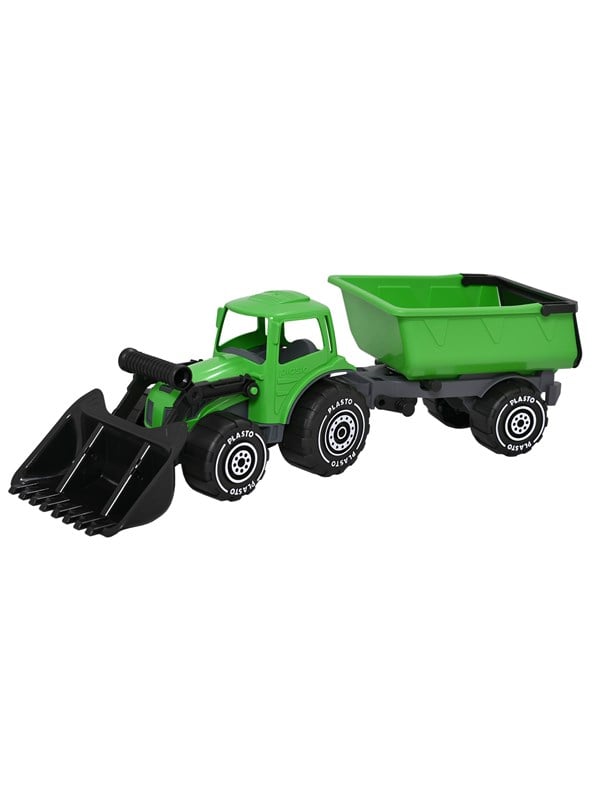Plasto Tractor with frontloader & trailer 56.5 cm