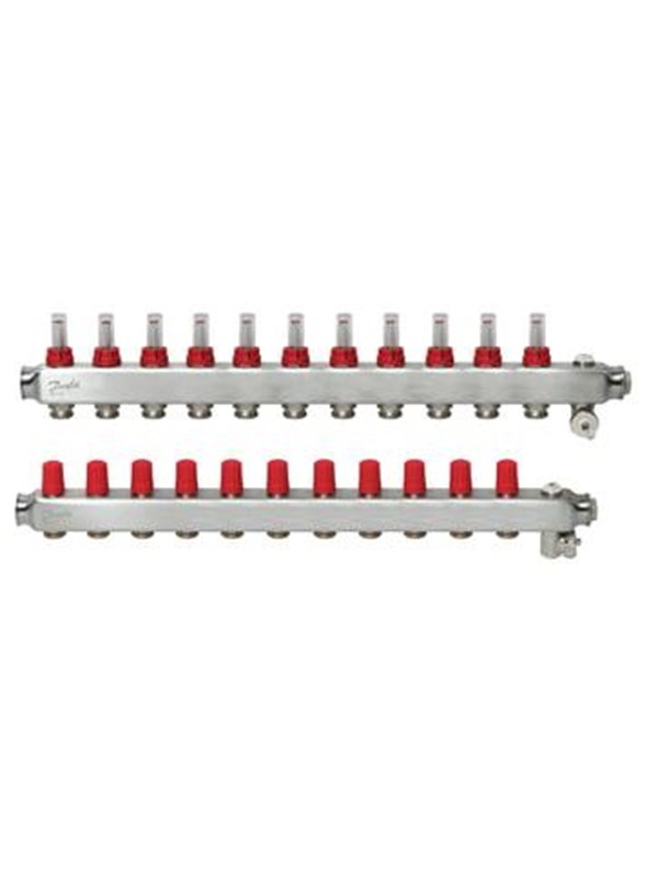 Danfoss floor heating manifold 11+11 SSM with flowmeter