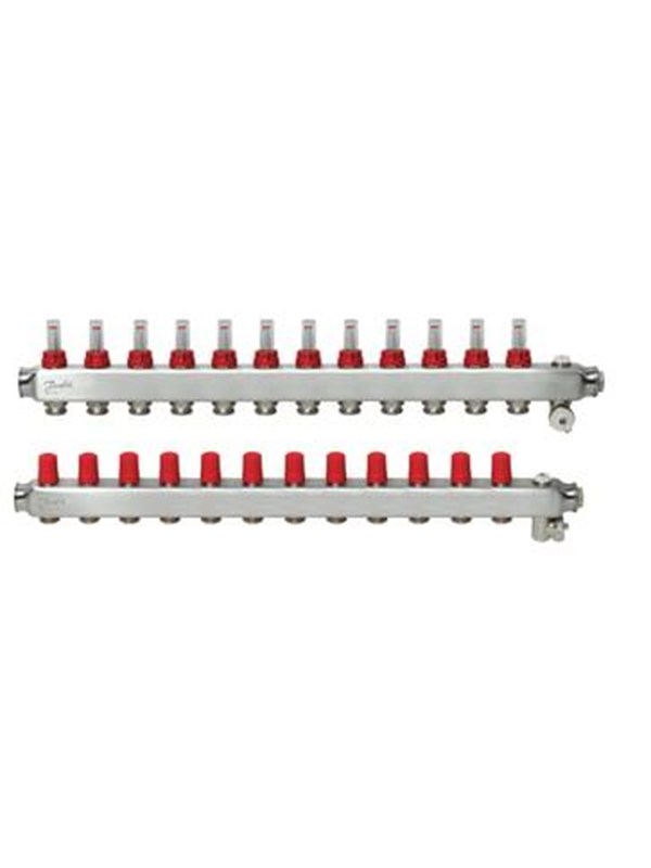 Danfoss floor heating manifold 12+12 SSM with flowmeter