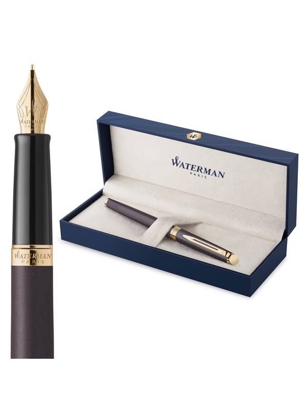 Waterman Hémisphère Fountain Pen | Lava Black (The Understated Edit Collection) | Fine Nib with Blue Ink | Gift Box