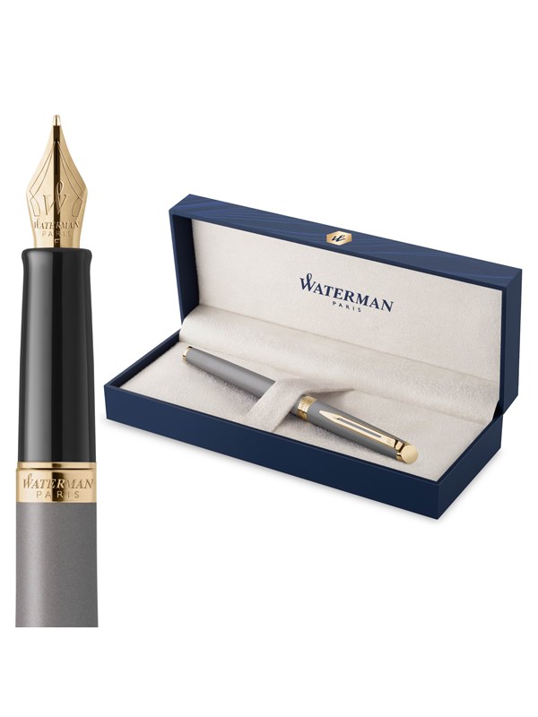 Waterman Hémisphère Fountain Pen | Stone Grey (The Understated Edit Collection) | Medium Nib with Blue Ink | Gift Box