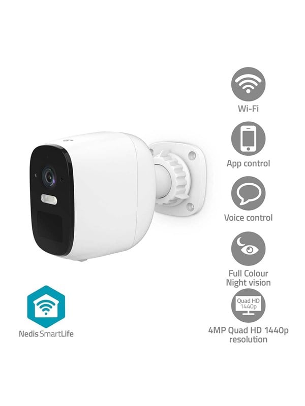 Nedis SmartLife outdoor camera Wi-Fi 4MP Quad HD 1440p / 2560x1440 IP66 With motion sensor Night vision White