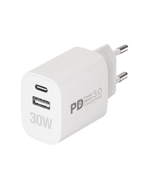 Vivanco Fast GaN 30W 1xUSB-C PD/ USB-A Home Charger White