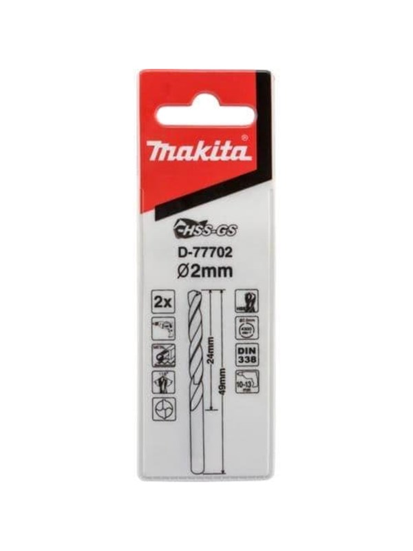 Makita D-77702 Metal Drill HSS-GS 2.0x49mm 2pcs
