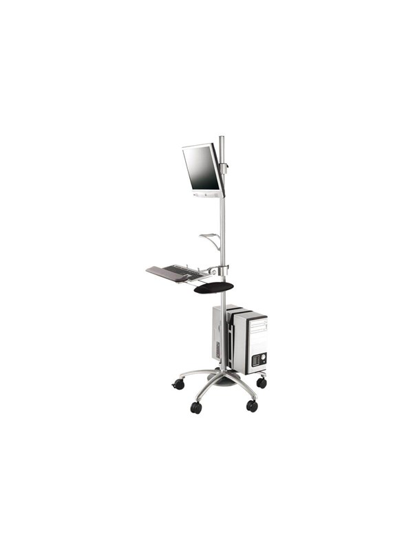 Roline cart - for LCD display / keyboard / mouse / CPU - silver - Max - recommended for