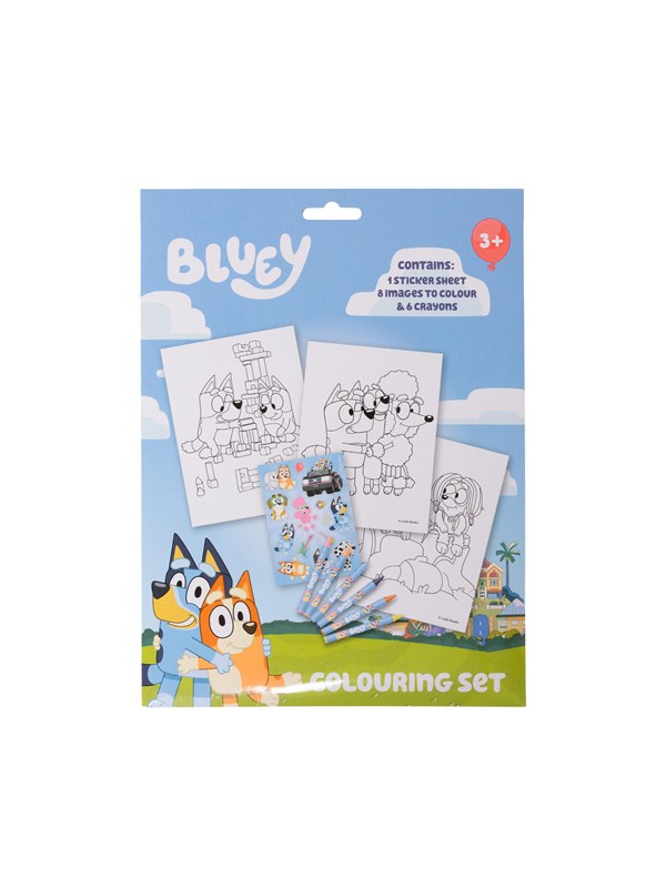Euromic BLUEY coloring set w/6 crayons paper envelope