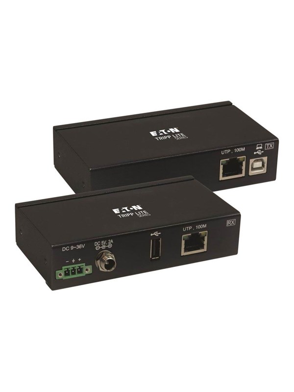 Eaton Series USB over Cat6 Extender 1-Port Industrial ESD Protection PoC - USB 2.0 Mountable 330 ft. TAA
