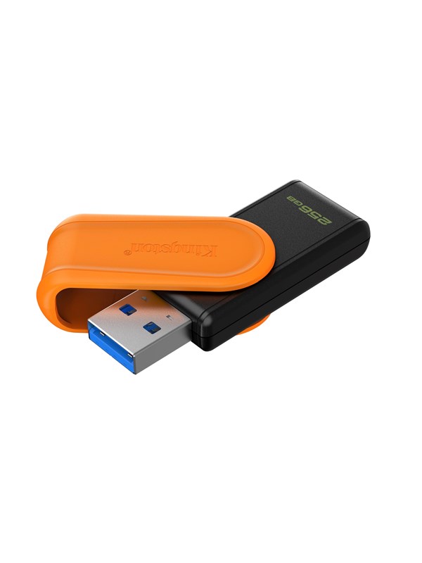 Kingston Technology DataTraveler 256 Gt:n muistitikku, USB 3.2, Gen 1, Exodia S (musta/oranssi), 256 GB, USB A-tyyppi, 3.2 Gen 1 (3.1 Gen 1), Taittuva, 8,72 g, musta, Oranssi