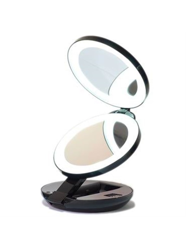 UNIQ Kompakti kaksoismatkaspeili LED-valolla (10x suurennus) - Musta