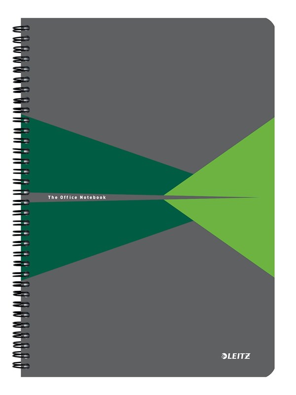 Leitz Office Notebook A4 ruled wirebound with cardboard cover green