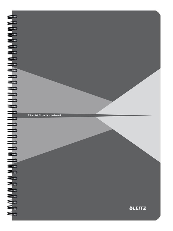 Leitz Office Notebook A4 squared wirebound with cardboard cover grey