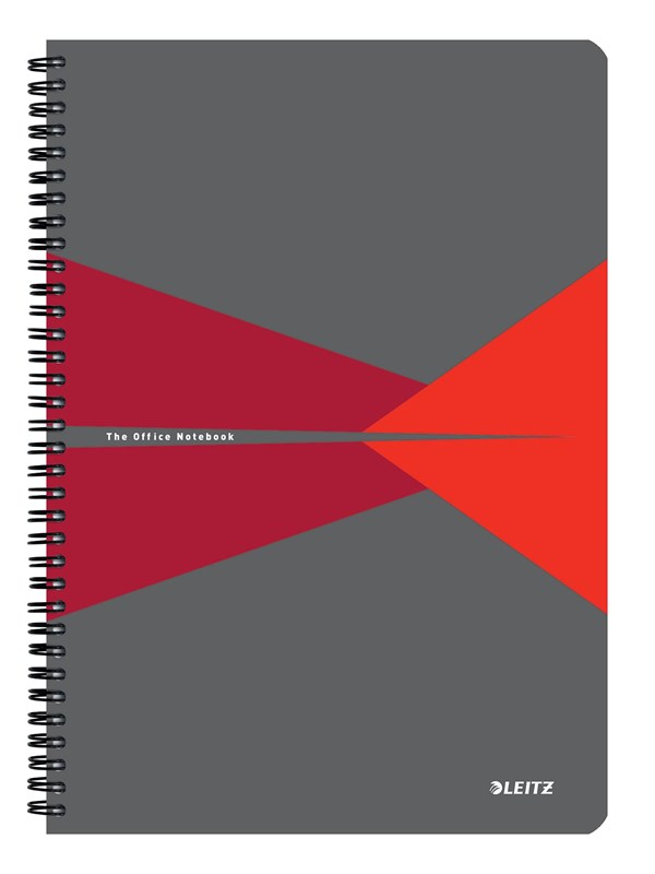 Leitz Office Notebook A4 squared wirebound with cardboard cover red