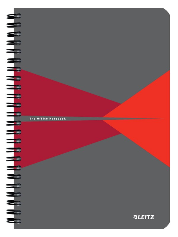 Leitz Office Notebook A5 squared wirebound with cardboard cover red
