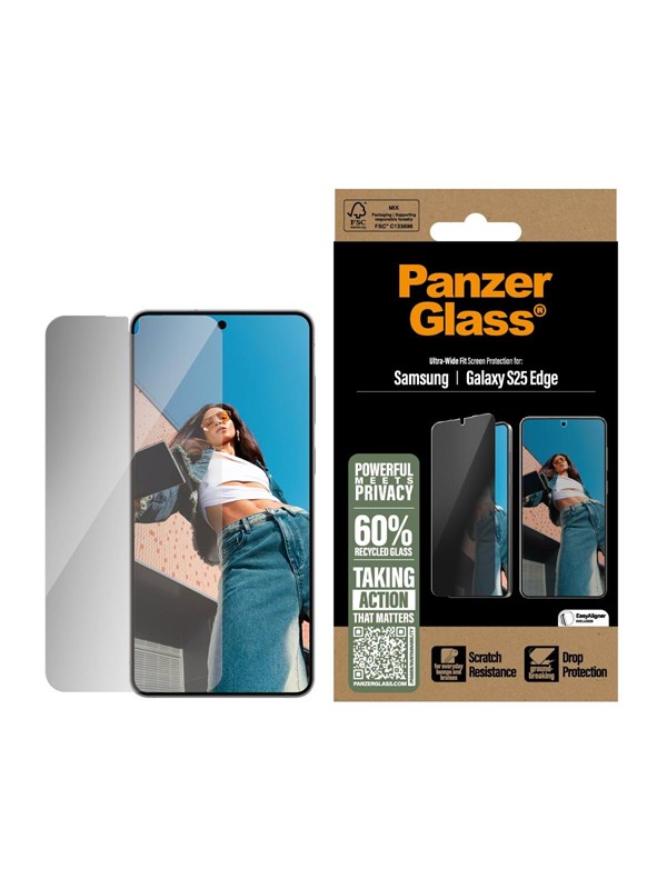 PanzerGlass Privacy Screen Protector Samsung S25 Edge | Ultra-Wide Fit