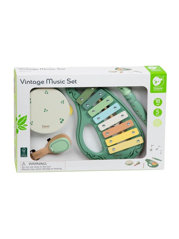 Classic World Wooden Vintage Musical Instruments Set 5pcs.