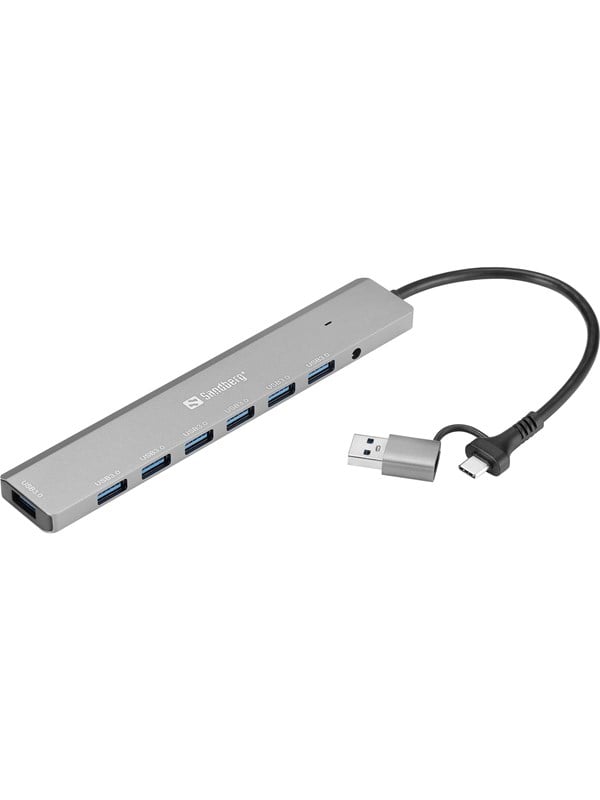 Sandberg 7-Port Type-A USB3.0 Hub USB hub - 7 porttia - USB 3.0 - hopea