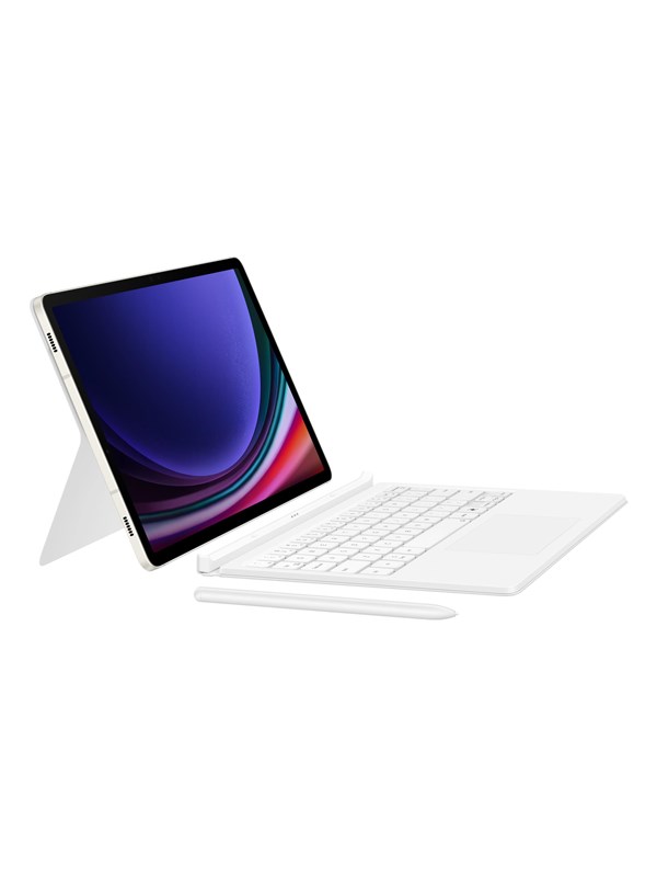Samsung Galaxy Tab S10 FE / Tab S9 FE / Tab S9 - Book Cover Keyboard - White (English) - Näppäimistö & Foliosetti - Valkoinen