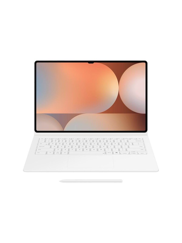 Samsung Galaxy Tab S10 Ultra / Tab S9 Ultra - Book Cover Keyboard - White (English) - Näppäimistö & Foliosetti - Valkoinen