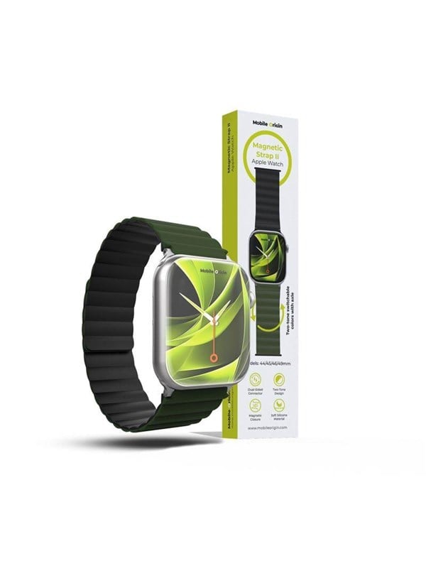 Mobile Origin Magnetic Watch Strap II - green/black - Apple Watch 49mm/46mm/45mm/44mm