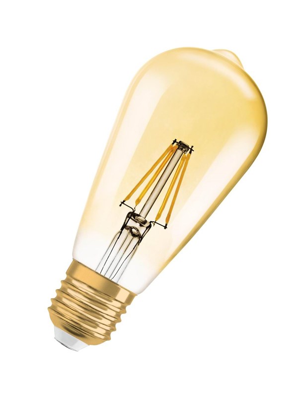 OSRAM LED Vintage 1906 Edison, kultainen, E27, 6,5 W, 824, dim.