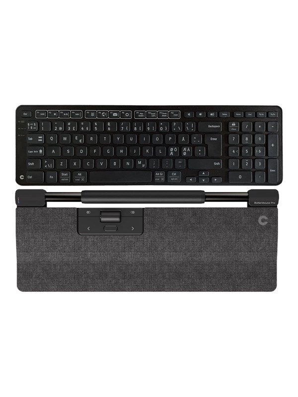 Contour RollerMouse Pro Regular Dark Grey + Balance Keyboard BK - Wireless - Pan Nordic Version - Keyboard and rollerbar set - Pohjoismainen - Harmaa