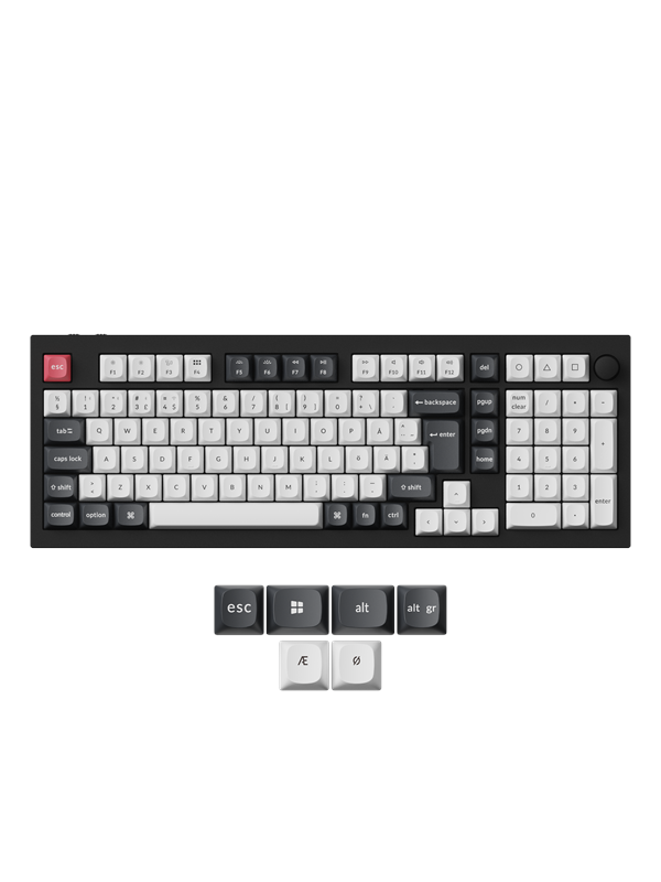 Keychron Q5 HE 96% Knob Wireless Tri-Mode QMK - Gateron 2.0 Magnetic Switch - Carbon Black - Pelinäppäimistö - Pohjoismainen - Musta