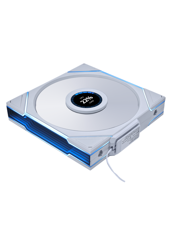Lian Li UNI FAN TL-LCD Wireless Reverse 140 White - Kotelotuuletin - 140mm - Valkoinen, RGB-valolla - 30 dBA
