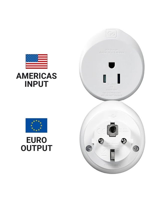 Go Travel USA-EU USB-A Adaptor (2.4A)