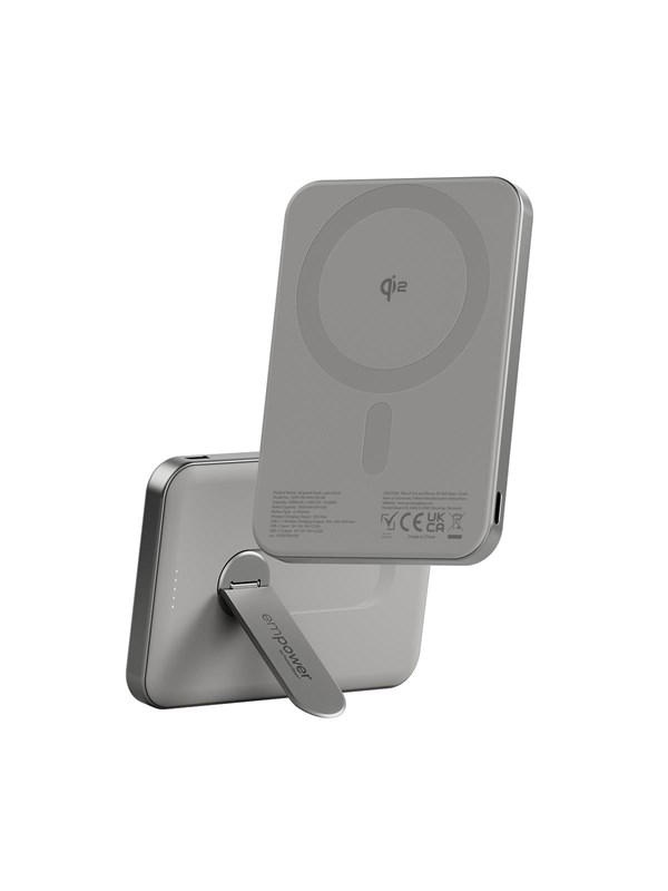PanzerGlass empower™ by ® empower™ Bank w. Spin Stand | 5000mAh | Titanium, 5000 mAh, Langaton lataaminen, Titaani