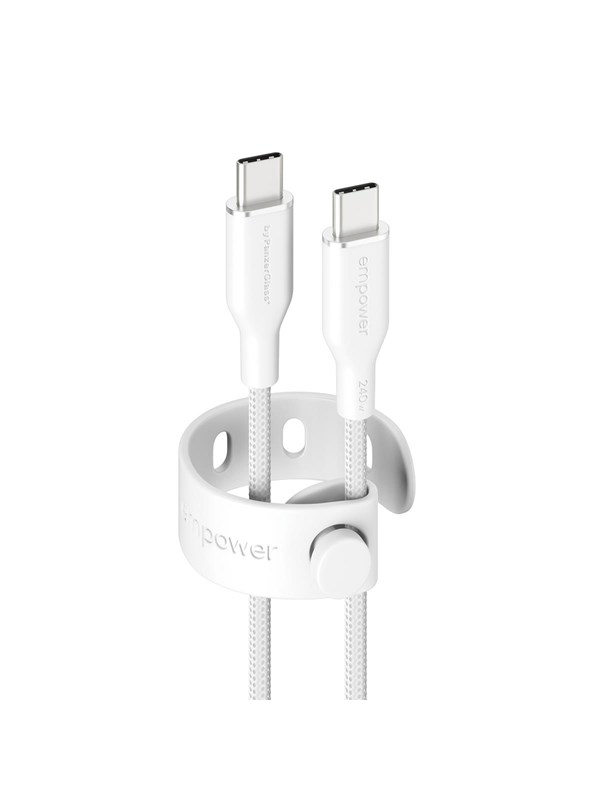 empower by PanzerGlass Racing 240W USB-C to USB-C Cable | USB 2.0 | 2M | Silver White
