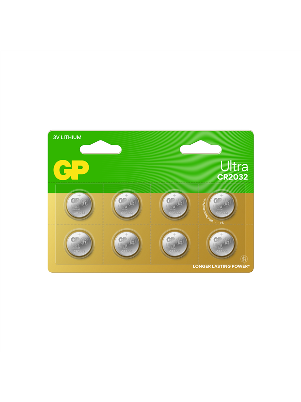 GP Ultra Lithium coin cell CR2032, 8-pack