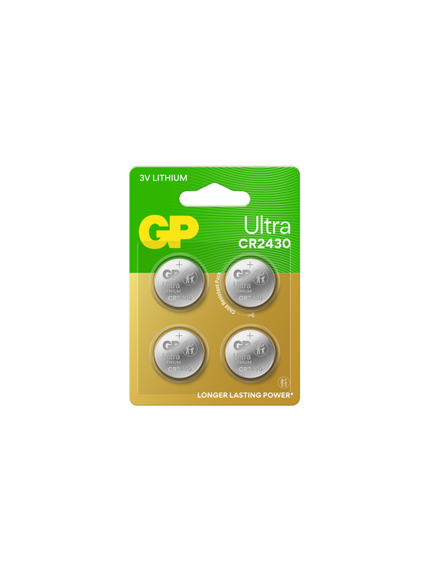 GP Ultra Lithium coin cell CR2430, 4-pack