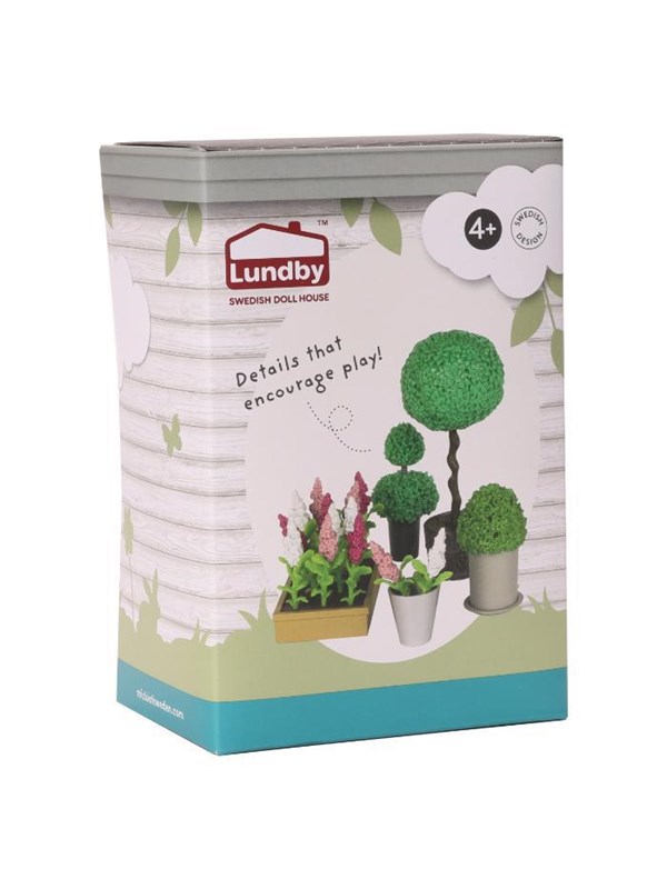 Lundby blomster sæt 5 dele urtepotter m/planter
