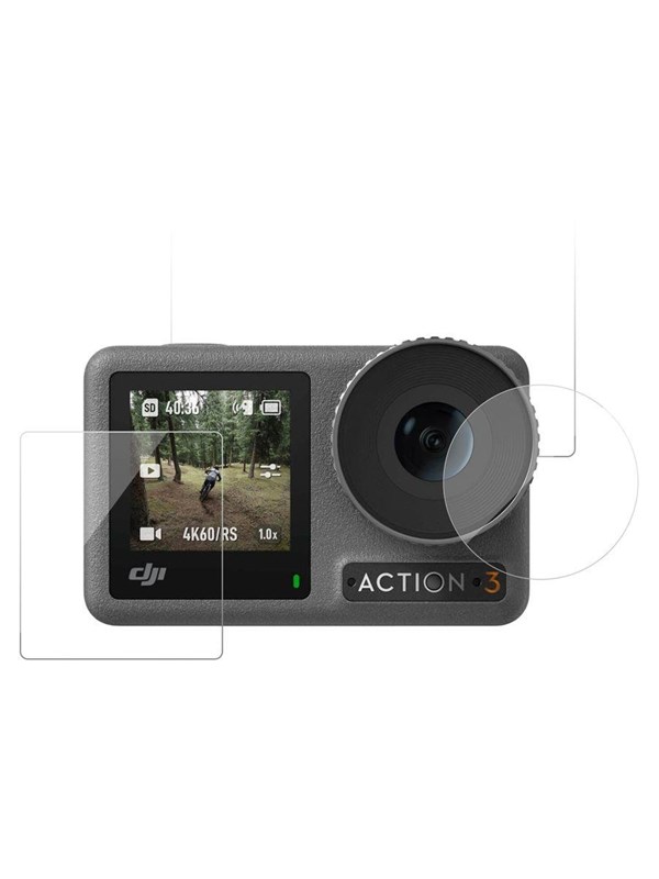TELESIN Tempered Glass Protector Kit - DJI Osmo Action 3 & 4 (Lens & Screen)