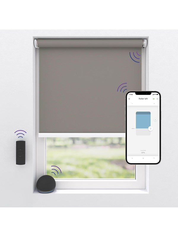 MotionBlinds Wireless Electric Black-Out Rollerblind 150x190cm - Grey