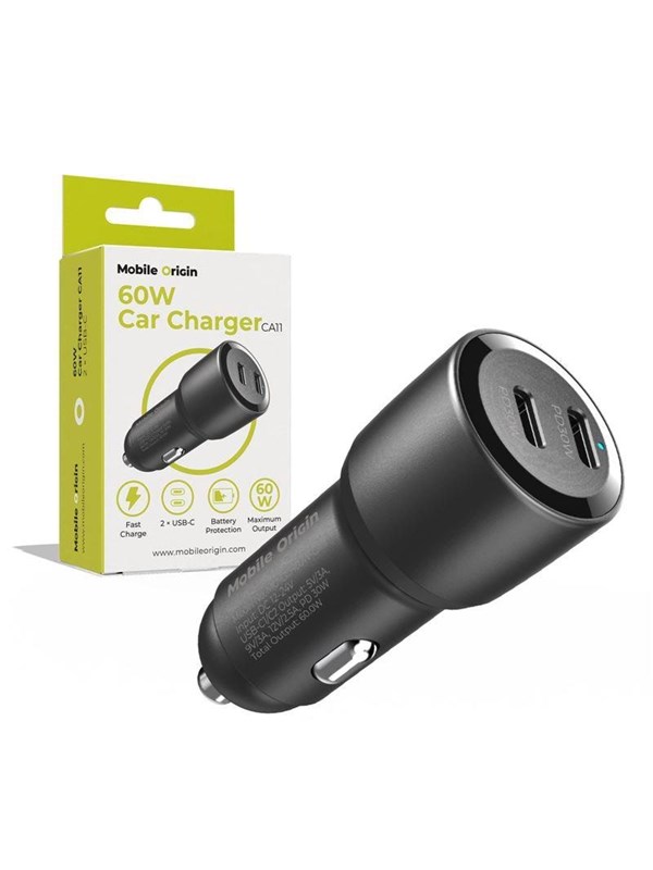 Mobile Origin Car Charger 60W 2 USB-C - CA11